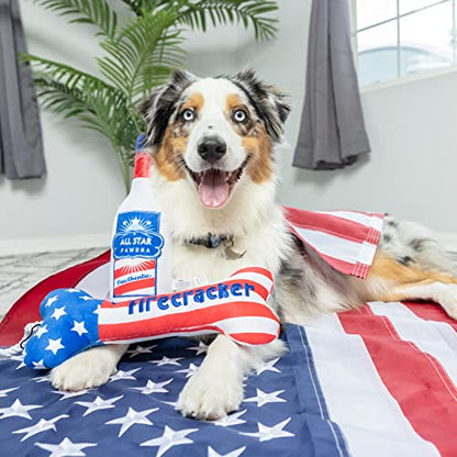Huxley & Kent for Dogs | Lil' Firecracker Bone (Large) | 4th of July Funny Dog Toy | Power Plush Dog Toy with Squeaker | Dog Gift | Fun, Durable, and Safe | H&K Squeaky Dog Toy - size: Large