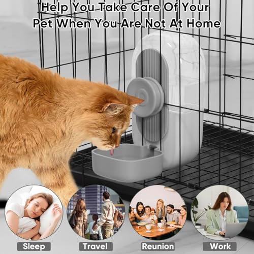 Lemtrflo 28oz Hanging Automatic Water Dispenser，Rabbit Water Bottle,Bunny Guinea Pig Ferret Water Bowl for Cage,Suitable for Small Animal Puppies(Cage Grid Spacing Over 1.2'') (Gray) - color: Gray