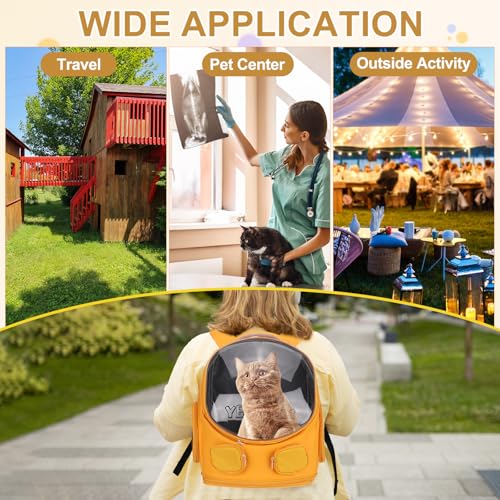 Pet Backpack Carrier, Portable and Ventilated, Oxford Cloth, Dog Cat Travel Bag with Transparent Cover 13.78", (Purple, 1 Pcs), Intended for Hiking/Camping/Traveling - color: Purple