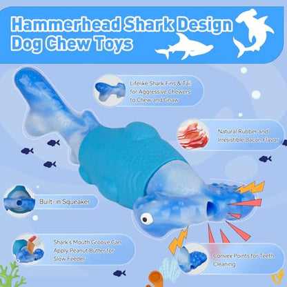 BIKIISEN Dog Toys for Aggressive Chewers, Interactive Dog Chew Toy for Large Dogs, Indestructible Squeaky Toys to Keep Them Busy, Tough Toys for Medium/Large Dogs Blue - color: Blue