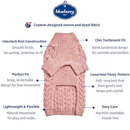 Blueberry Pet Classic Fuzzy Textured Knit Pullover Turtle-Neck Dog Sweater in Rainbow Pink, Back Length 10", Pack of 1 Clothes for Dogs - color: Rainbow Pink, Turtle-neck, size: 10 inch