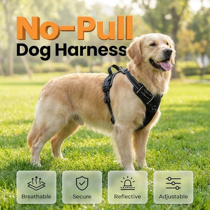 Dog Harness, No Pull Dog Harness, Reflective Front Clip Vest - Adjustable Soft Padded with Easy Control Handle for Small Medium Large Dogs (Black XL) - color: Black XL
