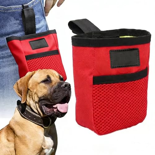 Dog Training Treat Pouch Small Portable Dog Treat Pouch Bag with Clip Pet Bait Snack Reward Puppy Training Container Food Treat Feeding Holder Mini Dog Treat Tote Waist Bag for Pet Training Walking - color: Red