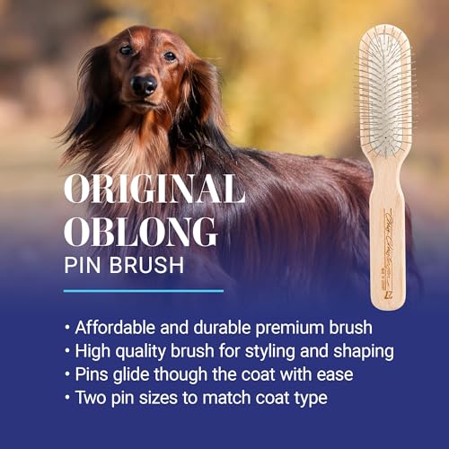 Chris Christensen 27 mm Oblong Pin Dog Brush, Original Series, Groom Like a Professional, Stainless Steel Pins, Lightweight Beech Wood Body, Ground and Polished Tips - size: 27mm