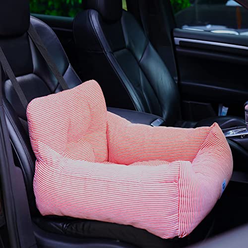 Aidou Dog Booster Seat for Small to Large Dogs & Cats, Travel Safety Seat with Storage & Dual-use Car & Home (Small Red Stripe) - color: Small red stripe