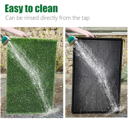 Artificial Grass Dog Grass Pad with Tray, Reusable Pet Urinal Pads for Training, 4 Layers Washable Bathroom Balcony Indoor Dog Potty (L-20×30")