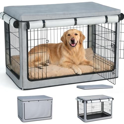 36 inch Dog Crate Cover, Heavy Duty 1680D Waterproof Oxford Cloth with Breathable Mesh & Detachable Sunshade, Universal Fit for Wire Crates, Dog Cage Cover All-Weather Indoor Outdoor Use. - size: 36.0"L x 23.0"W x 25.0"H