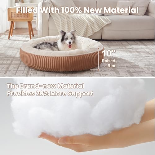 45 inches Donut Dog Bed for Extra Large Dogs,Calming Round Jumbo Pet Bed with Removable Cover, Washable Milk Plush Faux Fur, Fits Pets up to 100 lbs(Mocha,XL) - color: Mocha, size: 45.0"L x45.0"W x10"Th