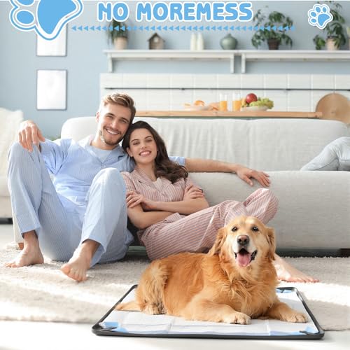 Pee Pad Holder for Dogs, 24" x 24" Non-Slip Silicone Dog Puppy Pad Holder, No Spill Raised Lip High Edge,Portable, Magnetic fixation，Leak-Proof Mat Holder, Square Potty Trays for Home Floor Protection - size: 24*24