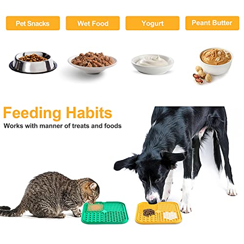 LUKITO Premium Silicone Licking Mat for Dogs & Cats, 77 Suction Cups, Slow Feeder, Boredom Reducer, Anxiety Relief, Dishwasher Safe, Food Grade - color: Large-Yellow&Green