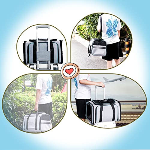 Cat Dog Carrier - Airline Approved Expandable Soft-Sided Pet Carrier with Removable Fleece Pad and Pockets, for Cats/Puppy and Small Animals Large(2 side expandable) - size: 29.8"L x 18.0"W x 11.0"H