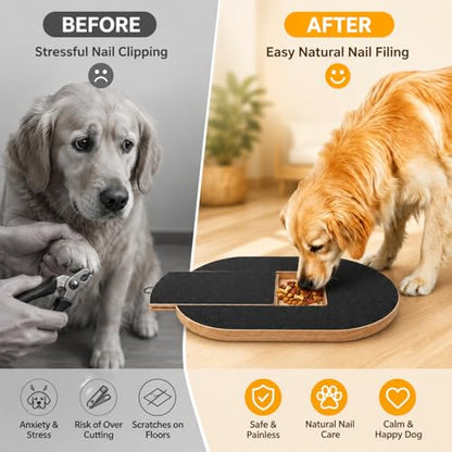 Dog Nail Scratch Board with Treat Drawer,Oval Solid Wood Dog Scratch Pad, Stress-Free Nail File Board Alternative to Clippers & Grinders for Small Medium Large Dogs - size: Oval-No Repl Sandpaper
