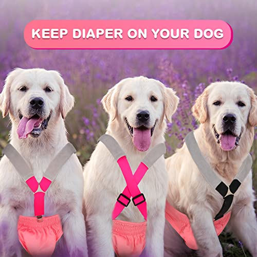 Saintrygo 2 Pcs Dog Suspenders Diaper Suspenders Soft Female Male Adjustable Washable Pet Diaper Keeper Suspender for Doggy Skirt Dress Diapers Gift(Black, Pink,Medium) - size: Medium