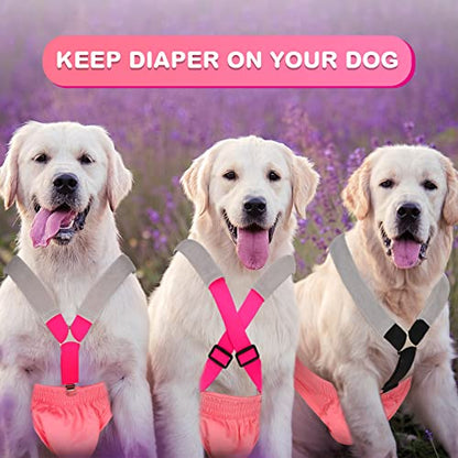 Saintrygo 2 Pcs Dog Suspenders Diaper Suspenders Soft Female Male Adjustable Washable Pet Diaper Keeper Suspender for Doggy Skirt Dress Diapers Gift(Black, Pink,Medium) - size: Medium