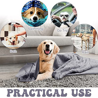 Peryiter 8 Pcs Dog Drying Towels Bulk 55'' x 28'' Pet Grooming Absorbent Microfiber Dog Bath Towels Quick Drying Puppy Bathing Towel for Small Medium Large Cats Pets Bathing Grooming(Grey) - color: Grey