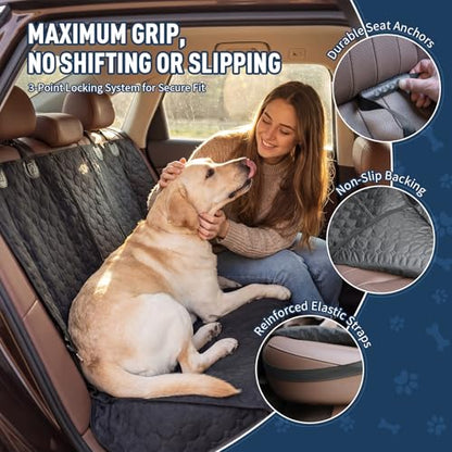 Dog Car Seat Cover, Back Seat Cover for Dog Pet Car Seat Universal Waterproof Scratch Proof Nonslip Durable Soft Pet Backseat Protector for Cars Trucks & SUVs (Black)