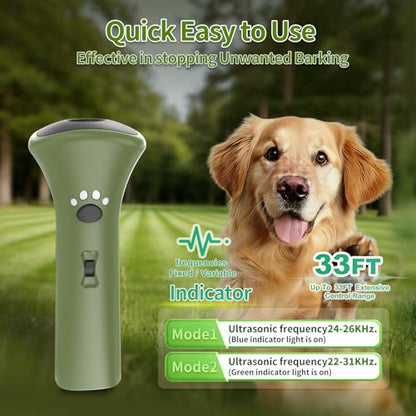 Dog Bark Deterrent Devices,Ultrasonic Anti Barking Device for Dogs, Portable Dog Training Device,Stopping Own or Neighbor's Dog Barking,Safe & Effective for Indoor & Outdoor Use(Green)