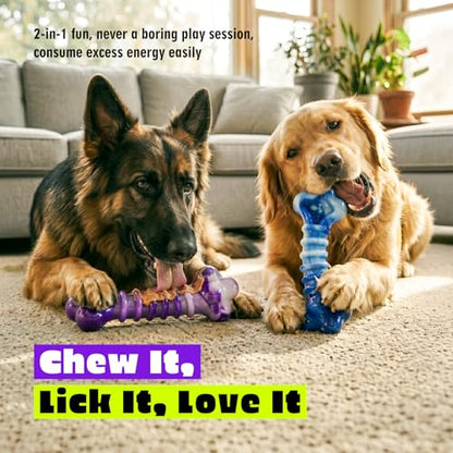 Kseroo 2-Pack Indestructible Dog Toys for Aggressive Chewers: Beef-Flavored Tough Dog Chew Toys, Nylon Large Dog Chew Toys to Keep Them Busy, Dog Chew Bones for 25-70lbs Medium & Large Dogs - color: Purple