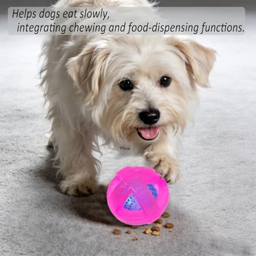 Indestructible Dog Balls 3.5 Inch Tough Chew Toys for Aggressive Chewers | Durable Pink Rubber Treat Dispensing Puzzle Dog Ball, Interactive Dual-Use Toy for Chewing, Feeding & Puppy Teething Relief - color: Pink
