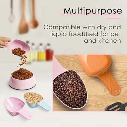 Dog Food Scoop-Melamine Pet Food Measuring Cup - 1 Cup 1/2 Cup 1/4 Cup Dog Cat Bird and Rabbit Food Feeding Scoop Dishwasher Safe - Pink - color: Pink