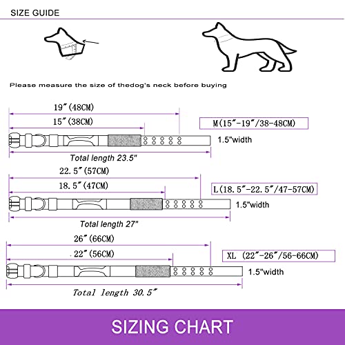 Reflective Dog Collar Heavy Duty Tactical with Control Handle and Metal Buckle for Dog Training(M,Purple) - color: Purple, size: Medium (Pack of 1)