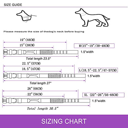 Reflective Dog Collar Heavy Duty Tactical with Control Handle and Metal Buckle for Dog Training(XL,Purple) - color: Purple, size: X-Large (Pack of 1)
