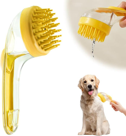 2026 New Dog Bath Brush Soft Silicone Bristle for Bathing Pets Grooming Massage BrushPet Bath Brush with Shampoo Dispenser, (yellow) - color: yellow