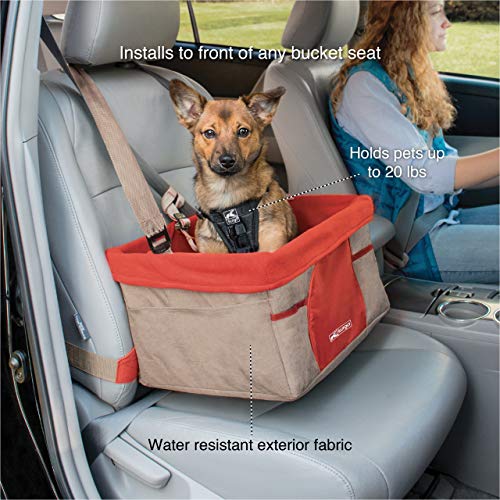 Kurgo Dog Booster Seat - Keeps Dogs Secure & Comfortable - Waterproof Exterior - Removable Washable Liner - Dog Car Seat with Harness Strap - Collapsible - Heather Style - Khaki - color: Heather Khaki, style: New Packaging