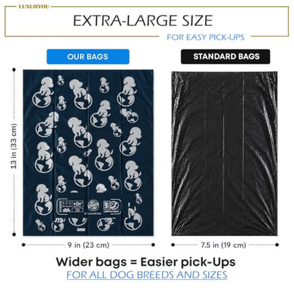 Dog Poop Bags - 100% Certified Compostable - 225 ct. | Ultra-thick Dog Bags for Poop - Up to 75% Thicker (20 microns) | 90-day Home Compostable, Plant-based Dog Waste Bags (Dark Blue/White) - color: Dark Blue/White
