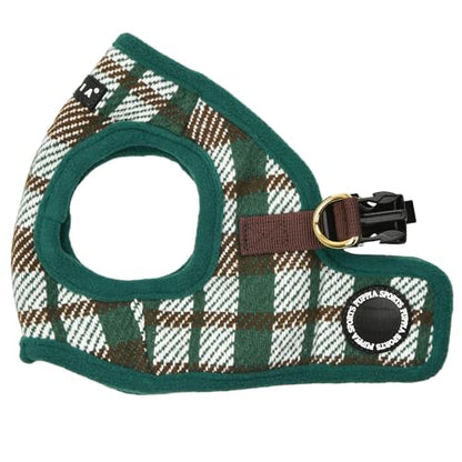 Puppia Festive Vest Dog Harness Step-in Warm Winter Checkered Pattern for Small and Medium Dog, Green, Small - color: Green, size: Small
