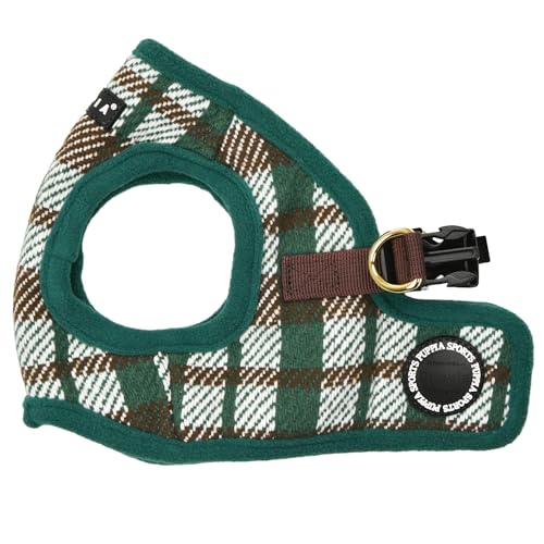 Puppia Festive Vest Dog Harness Step-in Warm Winter Checkered Pattern for Small and Medium Dog, Green, Medium - color: Green, size: Medium