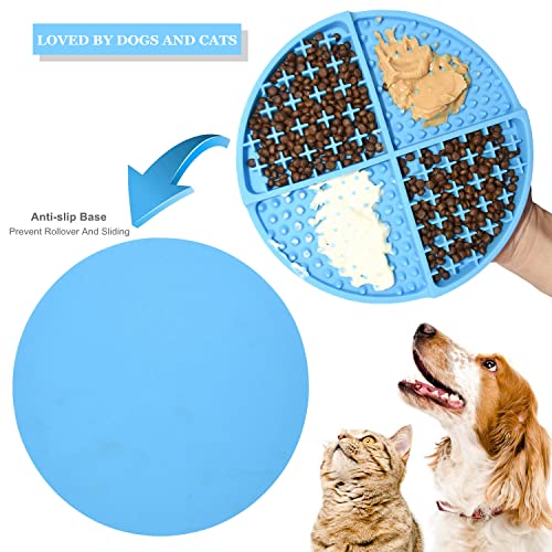 Bangp Silicone Dog & Cat Lick Mat and Slow Feeder,Extends Mealtime for Fast Eaters and Reduces Anxiety,Heavy-Duty Design,Dishwasher Safe,Perfect for Yogurt,Treats,Peanut Butter (Blue)