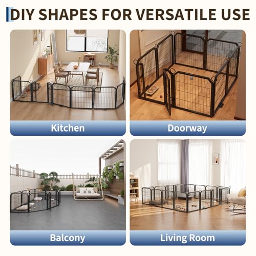 Dog Playpen Indoor 24 Inch 8 Panels Pet Pen with Door & Stakes Portable Puppy Playpens Metal Dogs Fence Outdoor for Yard RV Camping Training Trips Small Dogs Foldable Expandable - size: 24 Inch