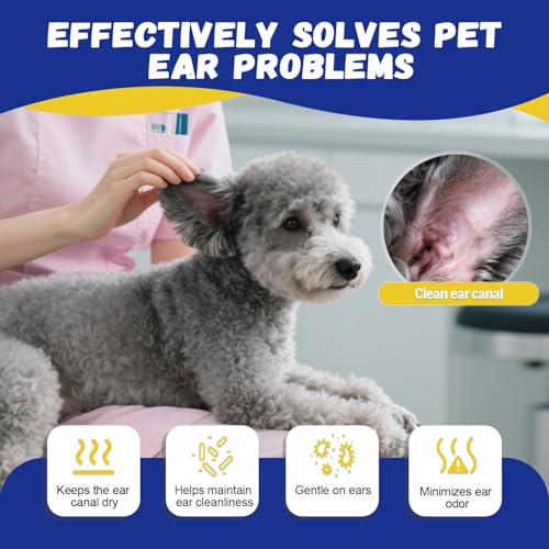 Dog Ear Hair Removal Kit – Ear Powder, Safety Round Tip Scissors & Locking Tweezers – At-Home Grooming Set for Hair Plucking, Wax Removal & Odor Control – Ideal for Poodles & Doodles - size: 3-pack
