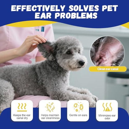 Dog Ear Hair Removal Kit – Ear Powder, Safety Round Tip Scissors & Locking Tweezers – At-Home Grooming Set for Hair Plucking, Wax Removal & Odor Control – Ideal for Poodles & Doodles - size: 3-pack