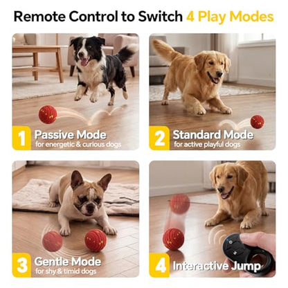 Interactive Dog Toys with Remote Control,Active Rolling Balls with 3 Play Modes, Auto-Moving, Bouncing, High-Resilience E-TPU Chew Resistant IPX6 Waterproof Indoor&Outdoor Use, Toys Dogs - color: Remote