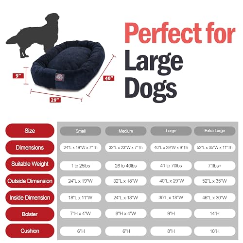 Majestic Pet Large Dog Bed, Washable Orthopedic Donut Cuddle Bed for Big Dogs, Calming Pet Bed with Bolster Support,Micro-Velvet Villa Navy Blue 40x29x9 Inch - color: Navy