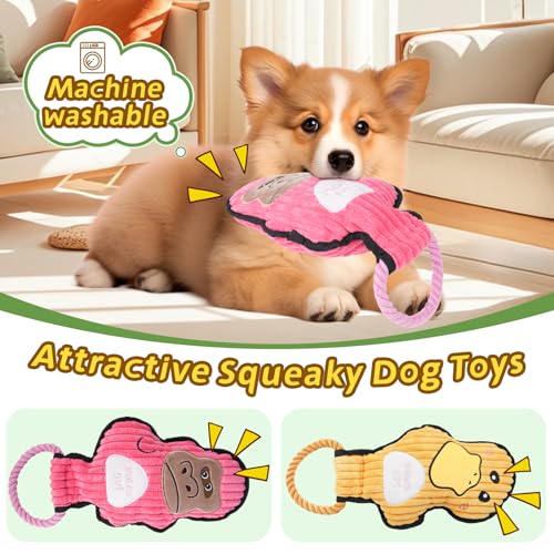 2-Pack Crinkle and Squeaky Dog Toys & Tough Tug of War Set - No Stuffing Chew-Resistant Plush Toys to Keep Them Busy, Best Birthday Gift for Small/Medium/Large Breeds (Ducks & Gorilla) - color: Ducks & Gorilla