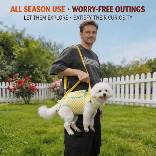 Adjustable Dog Carrier Sling, Soft Wearable Backpack for Walking Hiking Camping, Legs Out Design for Puppy Kitten Cats, Front Clip Harness, Small Medium Large Dog Carrier(M) - size: Medium