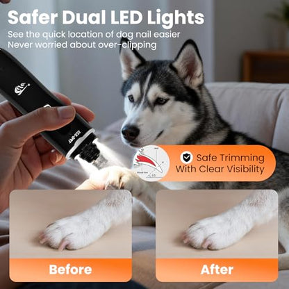 Tife Dog Nail Grinder,2 Speed Electric Rechargeable Dog Nail Trimmer,Quiet and Low-Vibration Pet Nail Grinder,Painless Dog&Cat Grooming Supplies for Large Medium Small Pets - color: Black-525