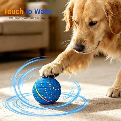 Interactive Dog Ball Toy for Small Medium Dogs – Automatic Rolling, Bouncing & Moving Dog Toy with LED Lights, 2-in-1 Fetch Toy, Durable E-TPU, USB Rechargeable (2.8” Blue) - color: Blue, size: Medium (2.8" / 70mm) – 019