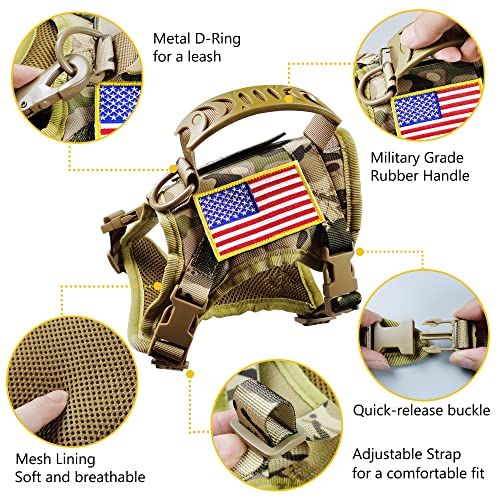 Tactical Cat Harness and Leash for Walking Escape Proof, Adjustable Military K9 Pet Vest Harness Easy Control for Large Cat, Puppy and Small Dog (Camo) - color: Camo