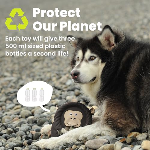 PAWSPIK Flying Disc Tug-of-War Toy, Eco-Friendly Recycled Material, Squeaker Toy for Medium and Large Dogs, for Throwing & Fetching 8.5" Diameter (Tough Tiger) - style: Tough Tiger
