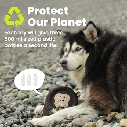 PAWSPIK Flying Disc Tug-of-War Toy, Eco-Friendly Recycled Material, Squeaker Toy for Medium and Large Dogs, for Throwing & Fetching 8.5" Diameter (Adventurous Ape) - style: Adventurous Ape