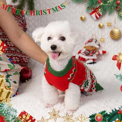 LUBOT NEW Ugly Christmas Sweaters for Puppy Cute Funny Wintertime and Holiday Parties Knitted Pullover Sweater Small Dog Tree X-Small - color: RedTree, size: X-Small