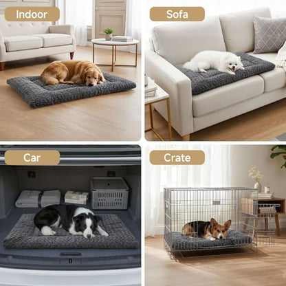 Washable Dog Bed Mat Crate Pad Soft Fluffy Pet Kennel Beds Dog Sleeping Mattress for Large Jumbo Medium Small Dogs, 53 x 36 Inch, Grey - color: Grey, size: 53.00" x 36.00" x 1.50"