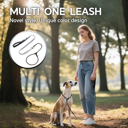 QQPETS Adjustable Slip Lead Dog Leash, Hands Free Waist Leash for Dog Walking, Reflective Training Lead with 360° Swivel Anti-Tangle, 4-7 ft Length for All Breeds - color: Grey Gradient