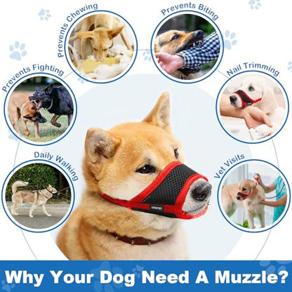 Nylon Dog Muzzle, 8-Black-Red-S