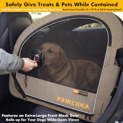 PAWZIDEA 3-in-1 Large Dog Stroller with Detachable Carrier up 100lbs, Foldable Dog Crate for Car Travel, All-Terrain Pet Stroller for 2 Medium Dogs, Jogger Wheels, Adjustable Handle, Stroage Organizer - color: Khaki Plaid