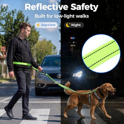 Hands Free Waist Dog Leash, 6-8FT Bungee Leash for 40-125lbs Dogs Walking - color: 1 Dog – Sunset Red